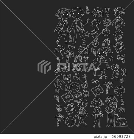 Vector pattern with travel and beach icons. 56993728