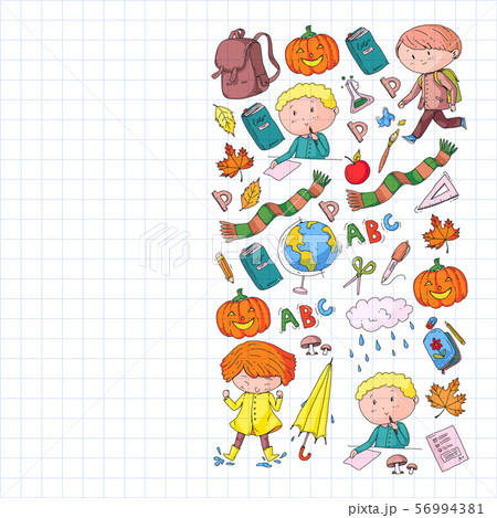 Back to school vector pattern. Education icons for children. 56994381