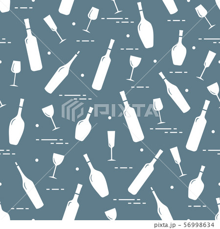 Pattern of wine glasses and bottles of wine 56998634