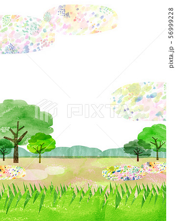 自然風景 丘 山 空 コラージュのイラスト素材