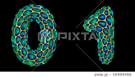 Number set 0, 1 made of realistic 3d render golden shining metallic. Collection of gold shining 56999466