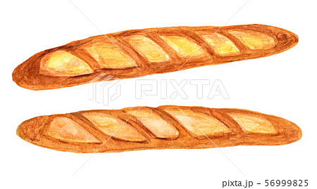 French Bread Watercolor Painting Stock Illustration