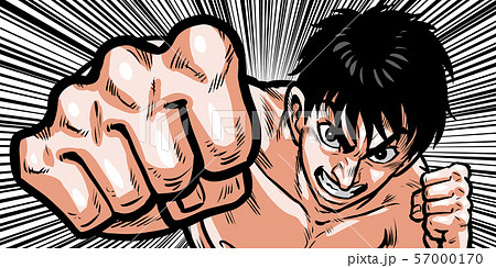 パンチ ボクシング 裸 上半身 格闘 男 殴る 拳 血 汗のイラスト素材