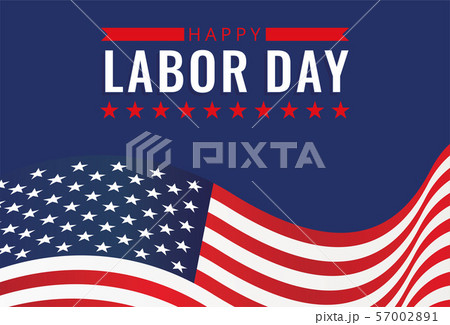 Labor Day banner with flying American national flag Labor Day banner with flying American national flag 57002891