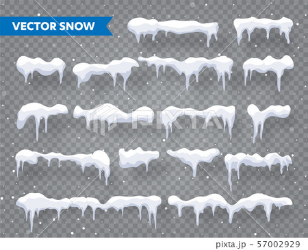 Snow, ice cap with shadow set. Snowfall with snowflakes. Winter season. Isolated on transparent Snow, ice cap with shadow set. Snowfall with snowflakes. Winter season. Isolated on transparent 57002929