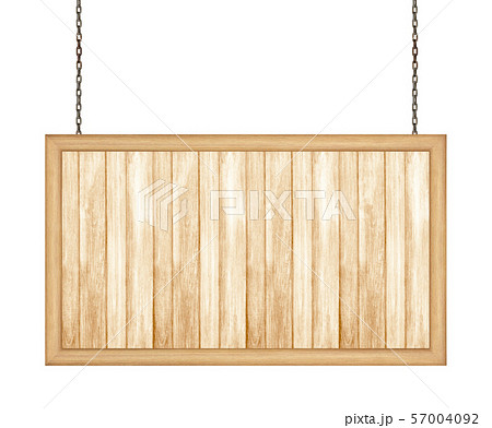 Wood sign hanging a chain isolated on white 57004092