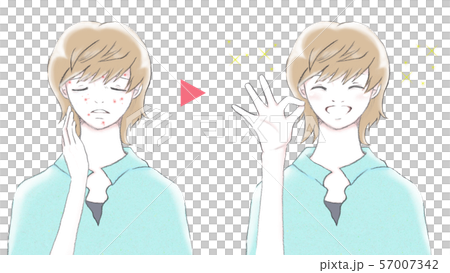 肌荒れに悩む女性と治った美肌の女性　ビフォーアフター 57007342