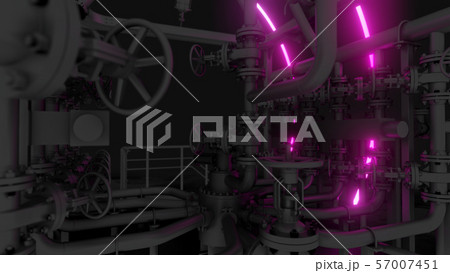 Abstract Industrial Equipment with Neon Lights Abstract Industrial Equipment with Neon Lights 57007451
