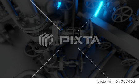 Abstract Industrial Equipment with Neon Lights 57007453