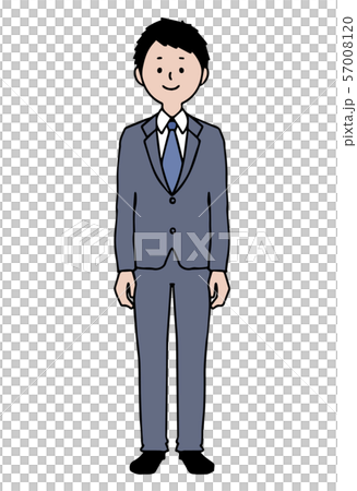 グレーのスーツ 立つ男性のイラスト素材