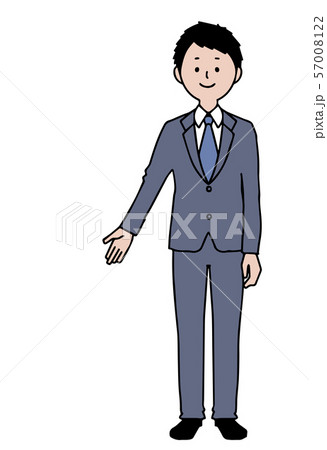 グレーのスーツ　案内する男性　2 57008122