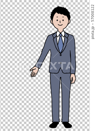 グレーのスーツ　案内する男性　2 57008122