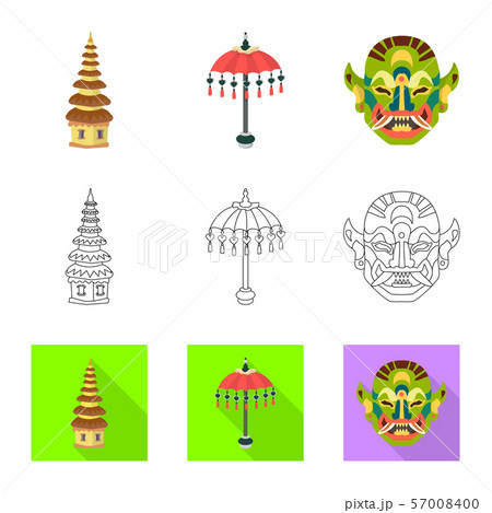Vector illustration of and travel icon. Collection of and traditional stock vector illustration. 57008400