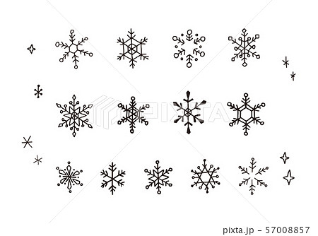 手描きの雪の結晶いろいろのイラスト素材