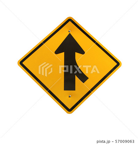 Lanes merging right traffic sign Lanes merging right traffic sign 57009063
