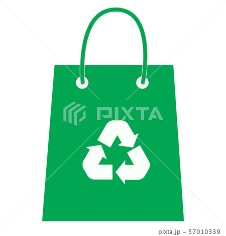 Paper shopping bag with recycle icon on white background. flat style. Bag with recycling icon for your web site design, logo, app, UI. Bag with recycling symbol. Eco bag sign.  57010339