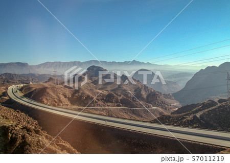 View of the road and mountain have the mist is the View of the road and mountain have the mist is the 57011219