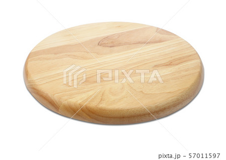 wooden plate side view on white background. wooden plate side view on white background. 57011597