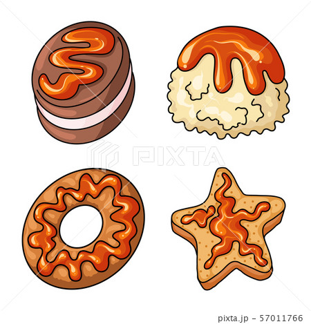 Vector design of dessert and sweet sign. Set of dessert and food stock vector illustration. Vector design of dessert and sweet sign. Set of dessert and food stock vector illustration. 57011766