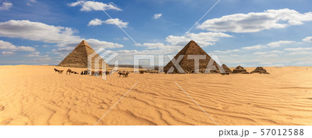 Panorama of Egypt, view on the Giza Pyramids in 57012588