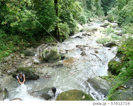 River Murti at Rocky Island Teesta, the Rangit river flowing through a dense pristine jungle in northeast of Rangpo Chu at Rangpo settlement just before the Teesta bridge at entrance to East Sikkim. River Murti at Rocky Island Teesta, the Rangit river flowing through a dense pristine jungle in northeast of Rangpo Chu at Rangpo settlement just before the Teesta bridge at entrance to East Sikkim. 57012719