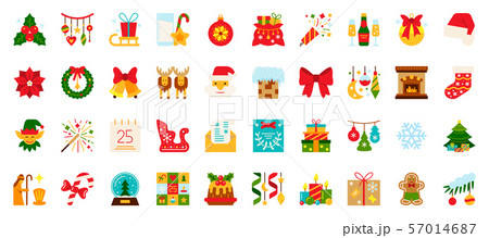 Christmas New year flat xmas icons vector set 57014687