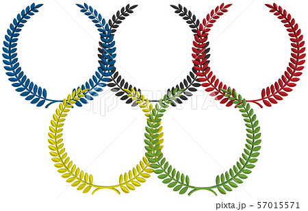Cg 3d イラスト 立体 デザイン マーク 飾り 5つの月桂樹 オリンピック 五輪 切り抜きのイラスト素材