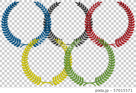 Cg 3d イラスト 立体 デザイン マーク 飾り 5つの月桂樹 オリンピック 五輪 切り抜きのイラスト素材