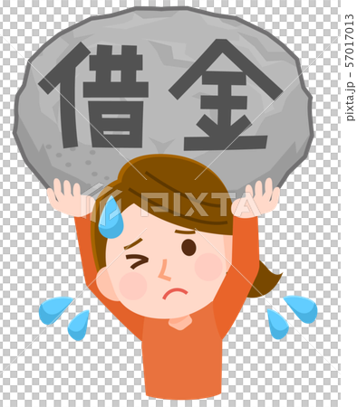Illustration of a woman holding a debt Illustration of a woman holding a debt 57017013