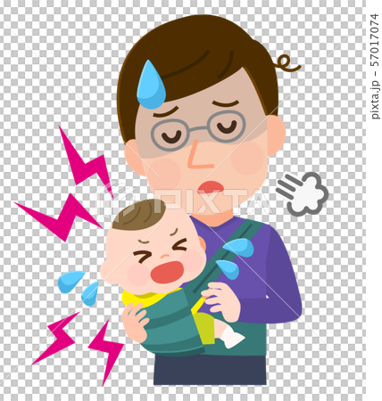 父親　子育て　悩む　イラスト 57017074