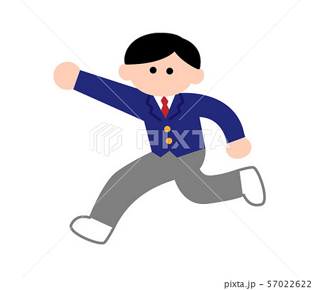 ガッツポーズするブレザー男子 デフォルメカラー のイラスト素材