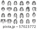 若い女性の顔①（モノクロ） 57023772