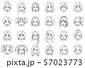 若い女性の顔①（線画） 57023773