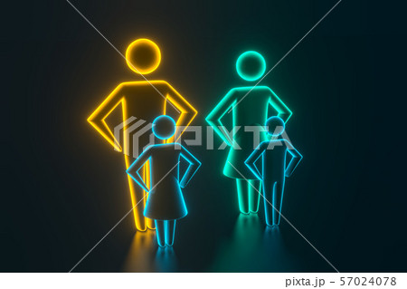 3d people - parents with children. 3d rendering 57024078