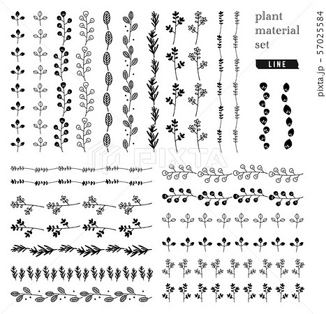 植物の素材セット ライン のイラスト素材