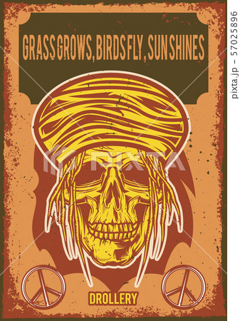 Poster design with illustration of a rasta's skull Poster design with illustration of a rasta's skull 57025896