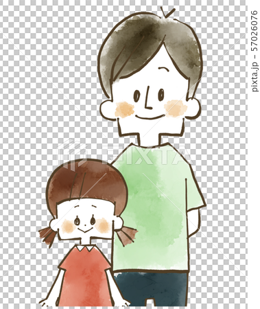 親子-父親と娘-水彩 57026076