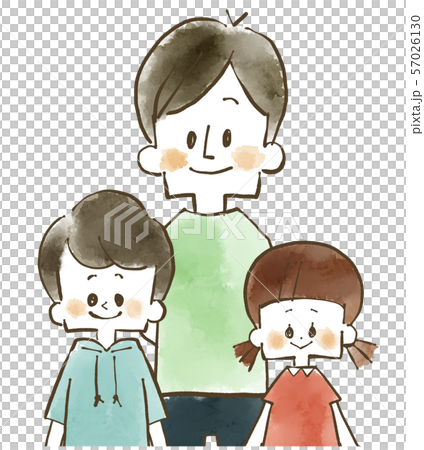 父母和孩子父親和孩子水彩畫 57026130