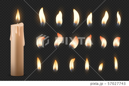 Realistic candles. 3D burning celebration wax candles with different small glowing flames. Vector Realistic candles. 3D burning celebration wax candles with different small glowing flames. Vector 57027743