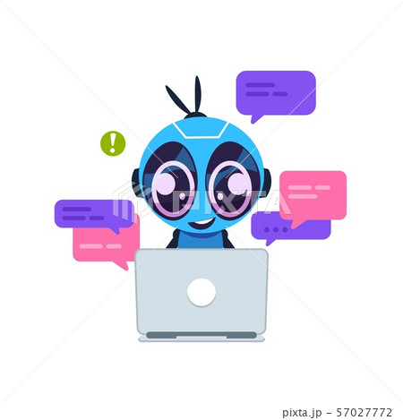 Chat bot. Cute cartoon robot with artificial intelligence, personal assistant and virtual support Chat bot. Cute cartoon robot with artificial intelligence, personal assistant and virtual support 57027772