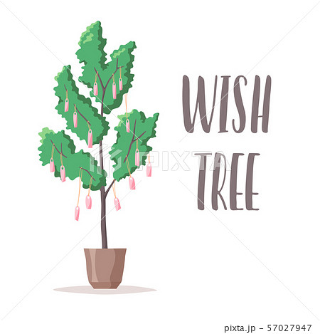 Wish tree illustration and lettering, notes and 57027947