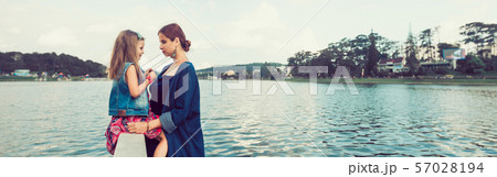 Mother and daughter at Xuan Huong Lake, Dalat, Mother and daughter at Xuan Huong Lake, Dalat, 57028194