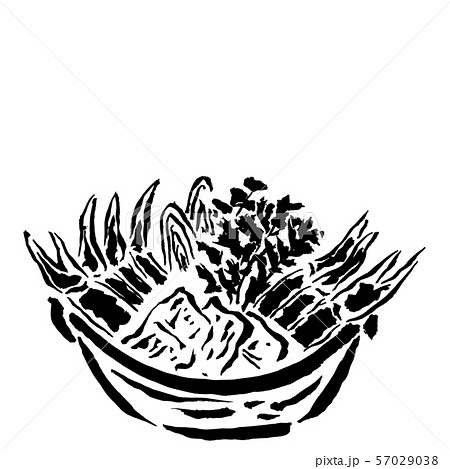 蟹の入った鍋料理 墨の手描きイラスト のイラスト素材