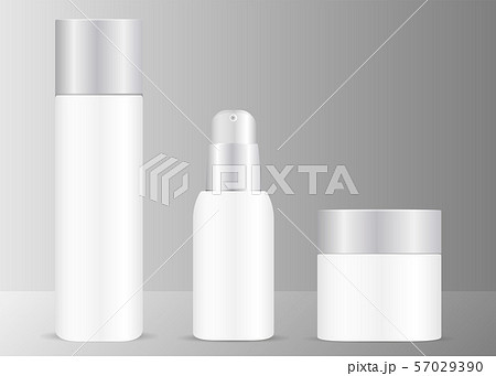 Cosmetics set with silver lids. Bottles, jar serum 57029390