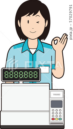 レジスターと女性コンビニ店員⑦ レジスターと女性コンビニ店員⑦ 57029791