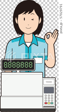 レジスターと女性コンビニ店員⑦ レジスターと女性コンビニ店員⑦ 57029791