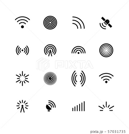 Wireless wifi and radio signals icons. Antenna, mobile signal and wave vector symbols isolated Wireless wifi and radio signals icons. Antenna, mobile signal and wave vector symbols isolated 57031735