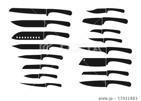 Kitchen knife set. Chef and butcher knives silhouette vector isolated icons 57031883
