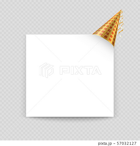 Greeting card vector template with blank paper sheet and party hat 57032127