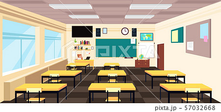 Cartoon empty classroom, high school room... - Stock Illustration  [57032668] - PIXTA